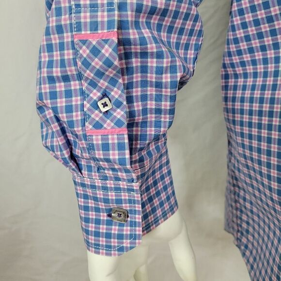 Jeremy Argyle NYC Blue and Pink Plaid‎ Button Down Long Sleeve Shirt Size XXL - Picture 5 of 8